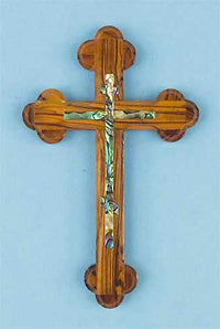 Olivewood Cross with Abalone Onlay