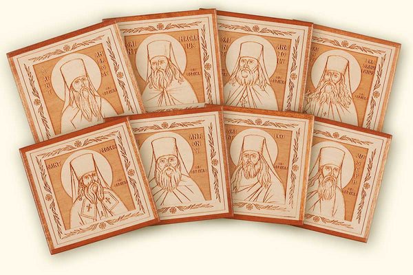 Set of 8 Laser Engraved Icons of the Elders of Optina
