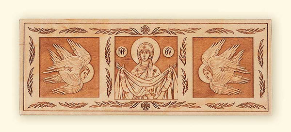 L242 Protection of the Mother of God with Seraphim laser engraved icon