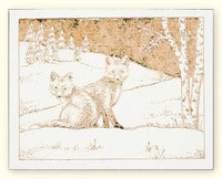G500 Foxes Laser Engraved Card White Paper