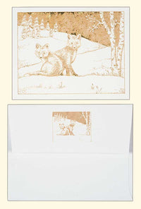 G500 Foxes Laser Engraved Greeting Card with envelope, White
