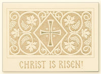 Cross and Grapevine Laser Engraved Pascha Card, Cream