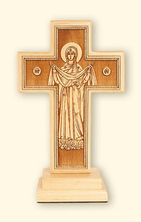 Standing Double-sided Cross with Holy Mother of God on Reverse