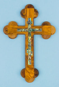 Olivewood Cross with Abalone Onlay