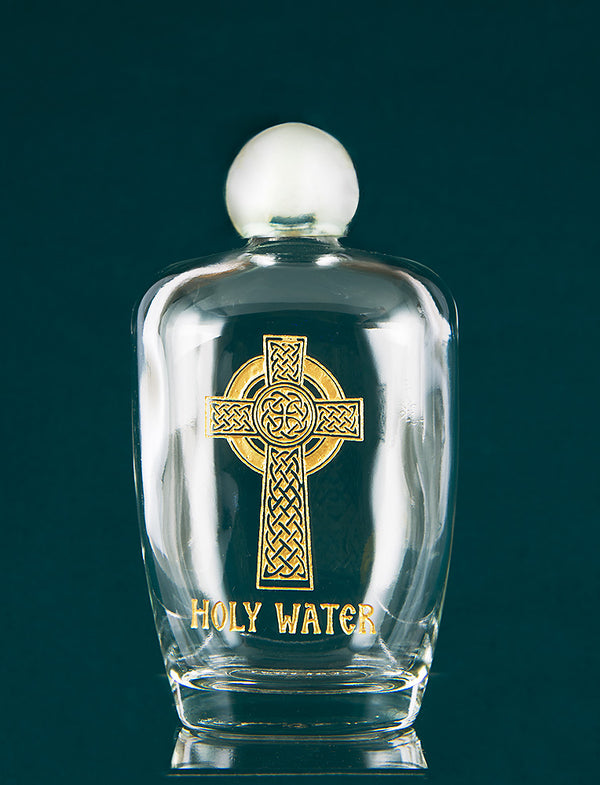 Holy Water Bottle with Celtic Cross Design