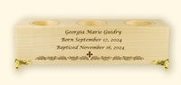 Wooden Laser Engraved Triple Tealight Holder - Baptism