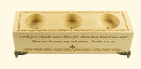 Wooden Laser Engraved Triple Tealight Holder - Thanksgiving