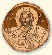 Christ Pantocrator Rustic Laser-engraved Icon