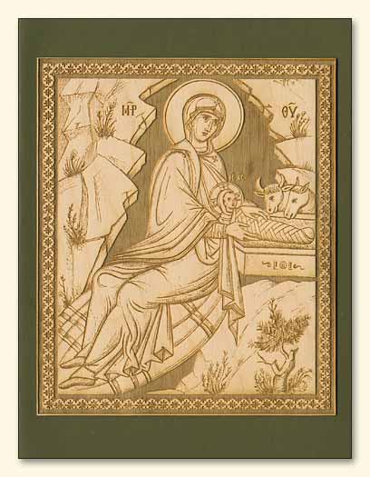 Nativity Wood Veneer Card