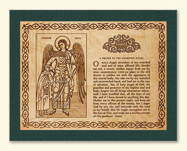 Guardian Angel with Girl and Prayer Wood Veneer Card