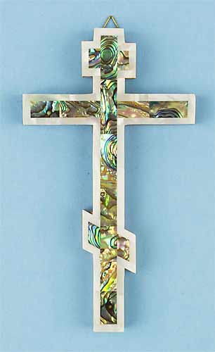 Russian Abalone Cross with Mother of Pearl Edge