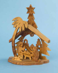 Olivewood Manger with Bethlehem in the Background