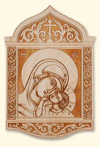Sweet Kissing Mother of God Laser-engraved Icon