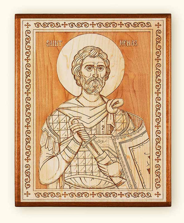 St. Menas Laser Engraved Icon