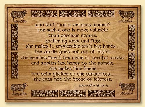 Who Shall Find a Virtuous Woman Laser-engraved Plaque with Celtic Border Design