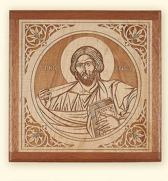 L236 Christ Pantocrator Laser Engraved Icon