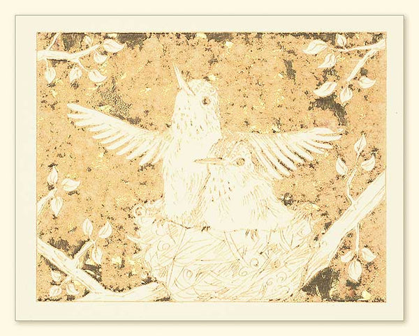 G502 Hummingbirds Laser Engraved Card Cream