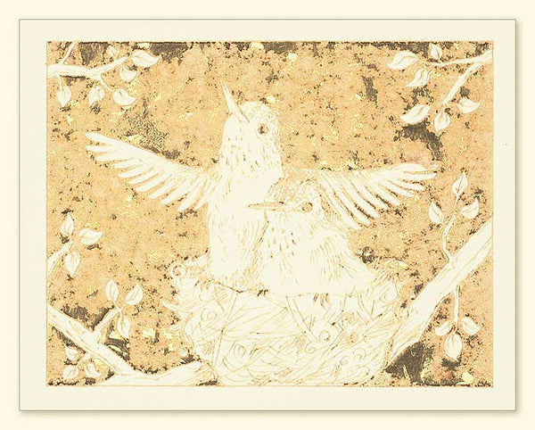 G502 Hummingbirds Laser Engraved Card Cream