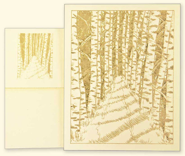 G503 Birch Forest Path Laser Engraved Card with envelope Cream