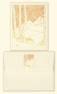 G505 Deer Laser Engraved Card with envelope, Cream paper