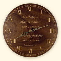 L114 Round Black Walnut Laser Engraved Clock
