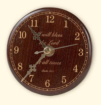 L114 Round Black Walnut Laser Engraved Clock Desk Size
