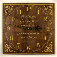 Square Black Walnut and Gold Fill Clock with Choice of Inscriptions