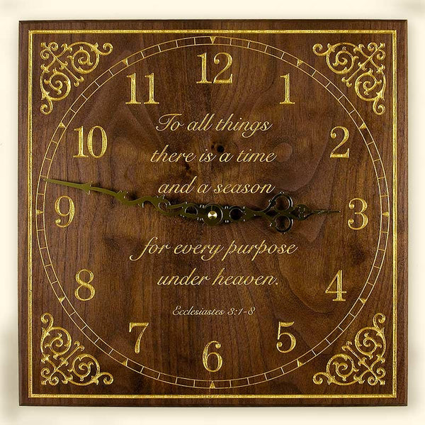 Square Laser-engraved Clock: Black Walnut with Choice of Inscription ...