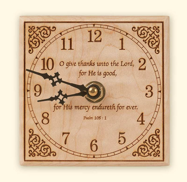 Square Maple Clock with Choice of Inscriptions