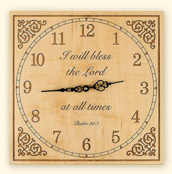 Square Laser-engraved Clock: Maple with Choice of Inscription – Holy ...