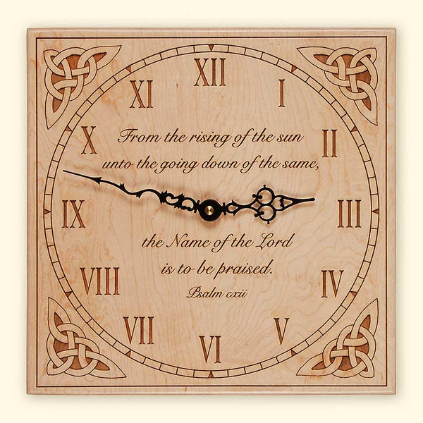 Celtic Design Maple Clock with Choice of Inscriptions