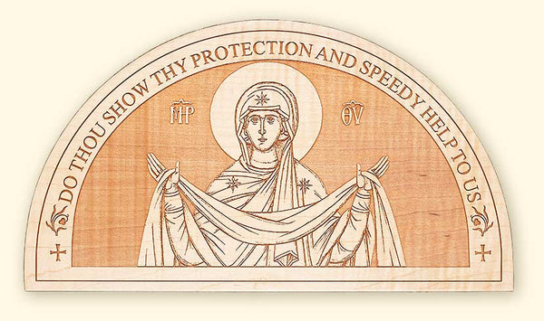 L254Mother of God Semi-circular Laser Engraved Icon