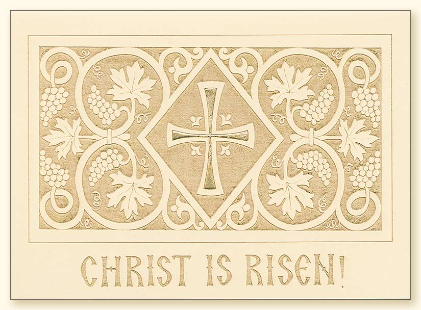 Cross and Grapevine Laser Engraved Pascha Card, Cream