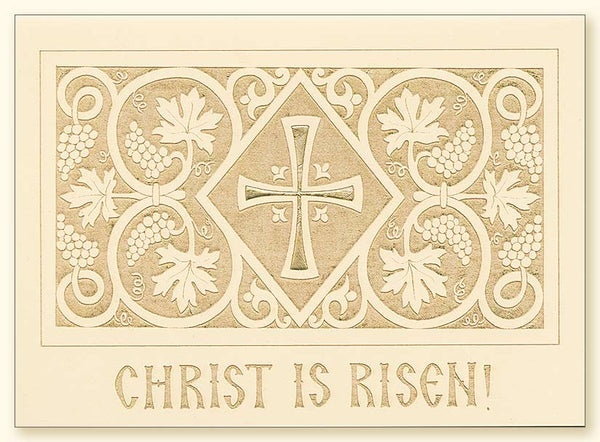Cross and Grapevine Laser Engraved Pascha Card, Cream