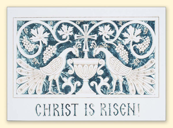 Two Peacocks Laser Cut Card with Christ is Risen