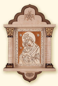 Pochaev Mother of God Laser Engraved Icon in Shrine