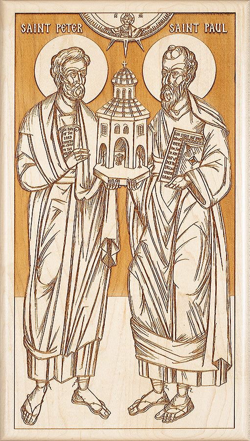 Saints Peter and Paul Standing Laser Engraved Icon