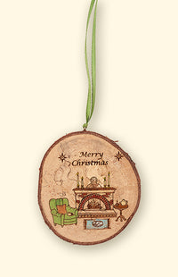 Rustic Nativity Ornament with Hearth Scene