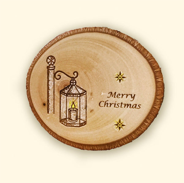 Merry Christmas Rustic Laser Engraved Coaster